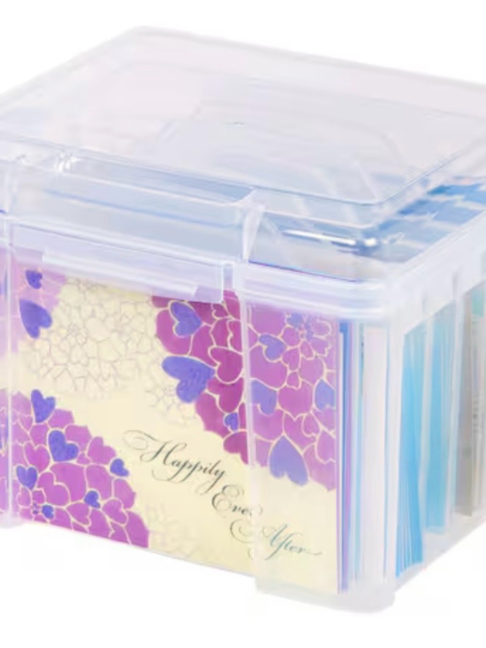 Clear Plastic Greeting Cards Storage Box and Greeting Cards bundle